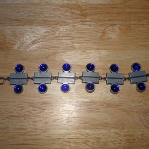 Sweden Pewter Blue Glass Mid Century by Bengt Blomqvist Bracelet